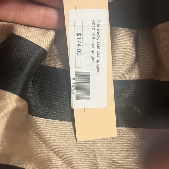 NWT Nell Champagne Skirt Brown Black Striped women’s sz2 - Picture 5 of 6